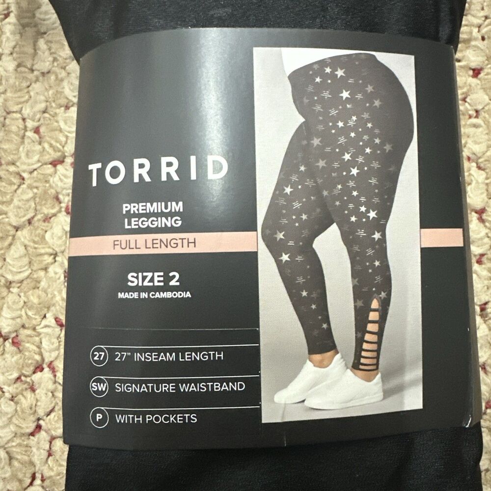 Torrid Plus Full-Length Comfort Waist With Pockets Leggings Stars New SZ 2X - Picture 2 of 4